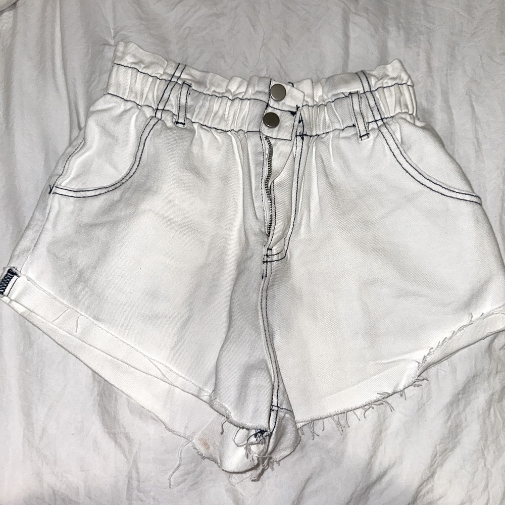White denim shorts